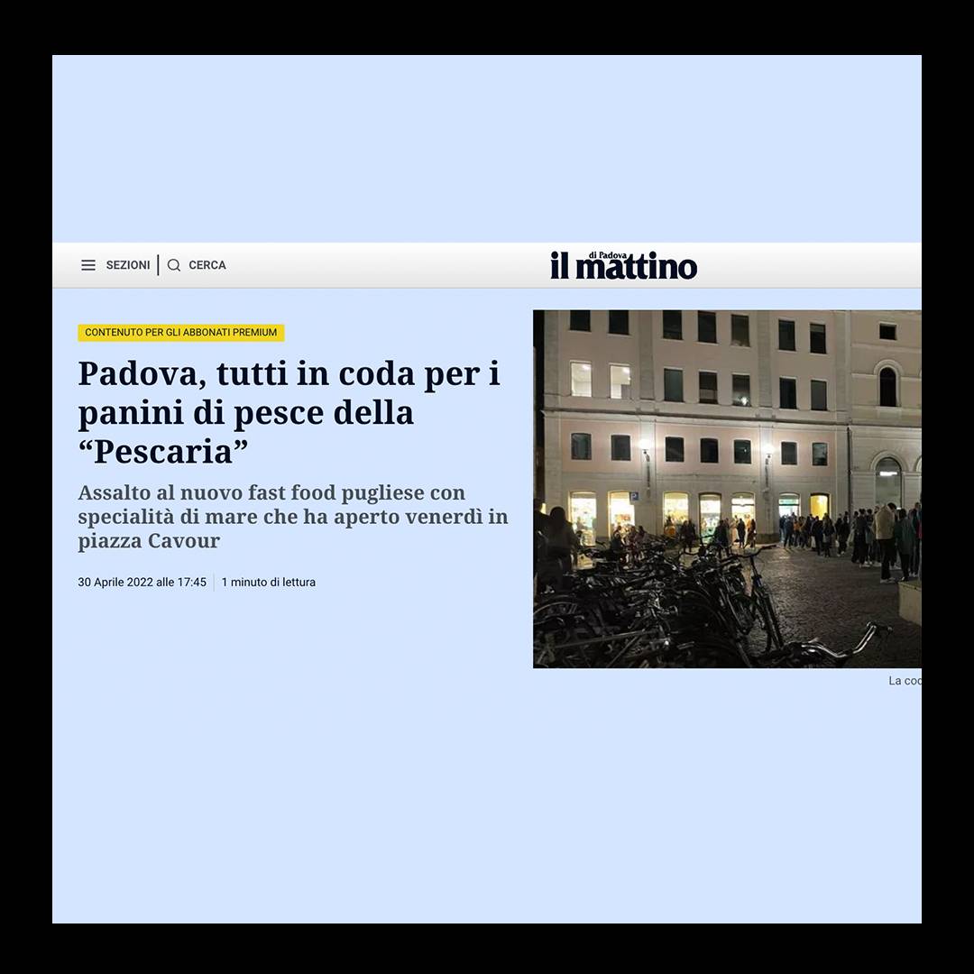 Pescaria su Il Mattino Padova