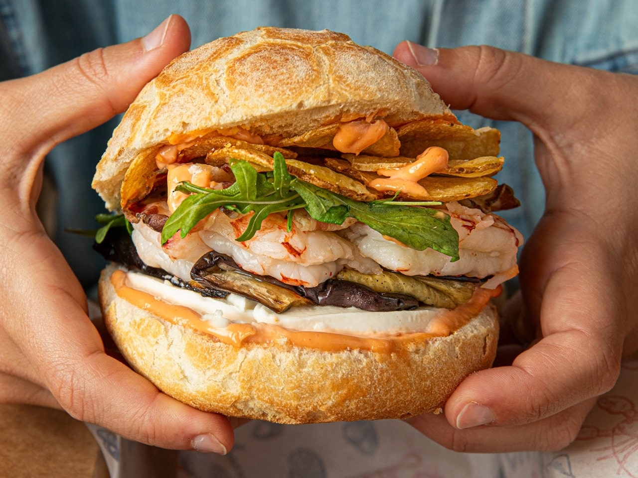 Panino di Pescaria con gamberoni al ghiaccio