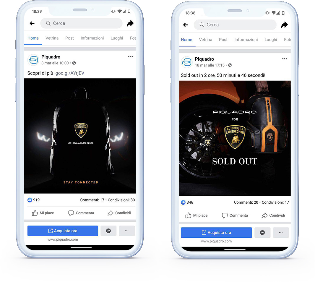 Contenuti social per Piquadro Lamborghini