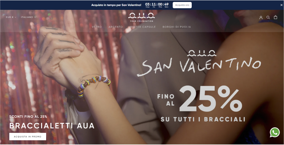 Sito e-commerce di Braccialetti Aua